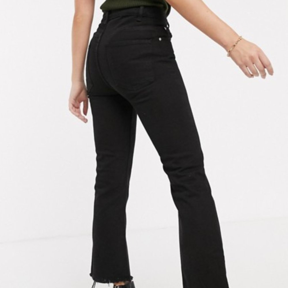ASOS Cropped Flare Jeans Black Raw Hem (WITH TAG)